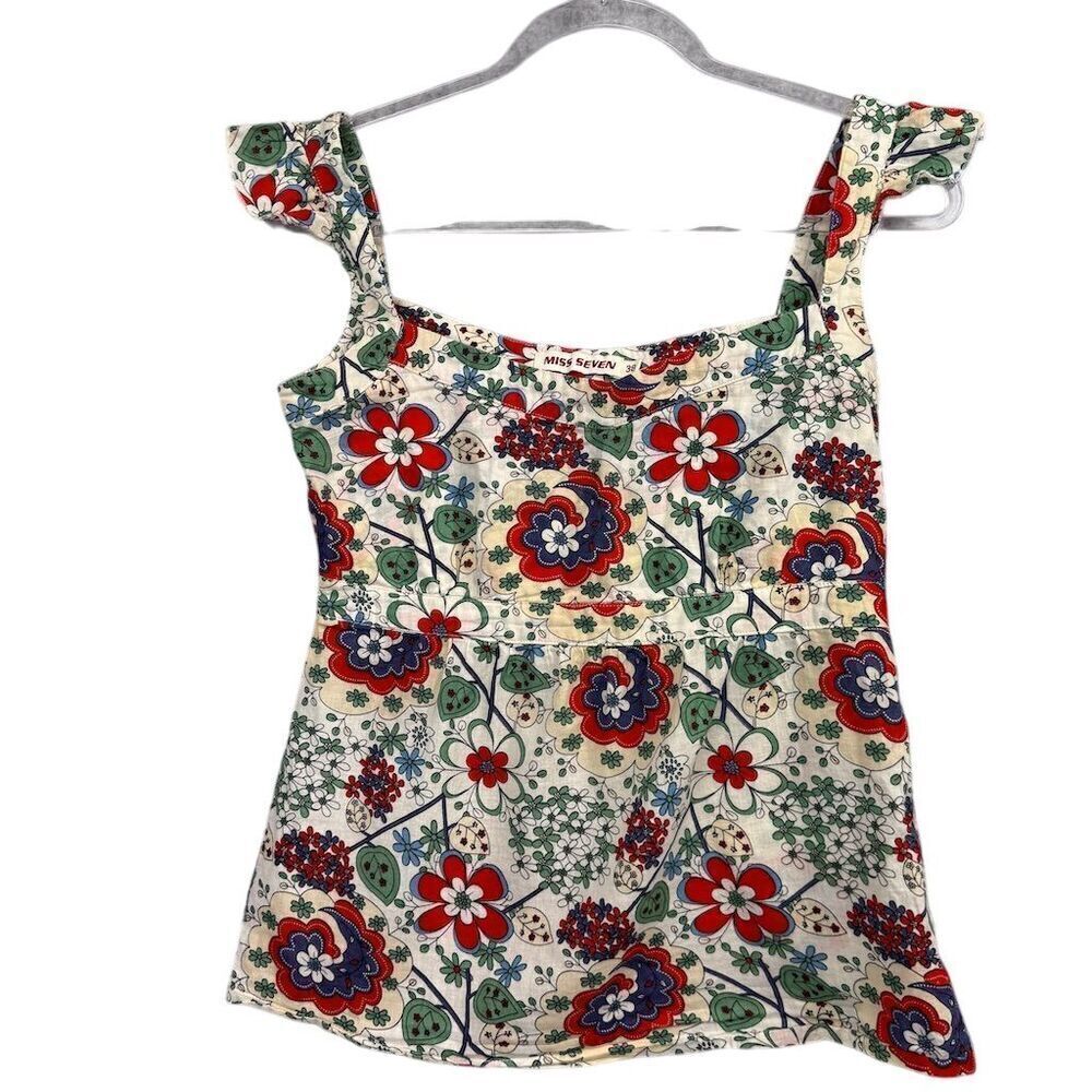 Miss Seven Women's Floral Print Sleeveless Camisole Top Size 38 (Small)